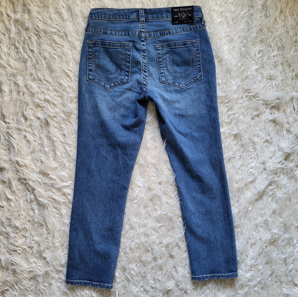 True Religion Womans Ankle Slit Halle Mid Rise Capri Skinny Jeans Size 27 - Picture 8 of 12